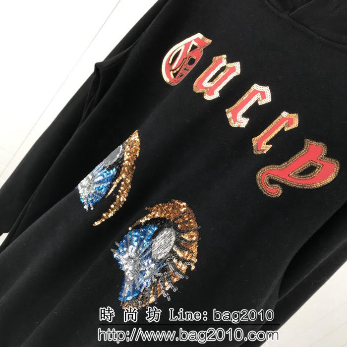 GUCCI古馳 18秋冬新款 大眼睛後背刺繡亮片 OS寬鬆版 圓領衛衣 男女同款 ydi1306